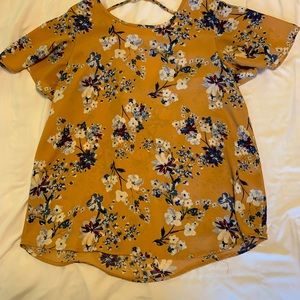 Yellow Floral Backless Blouse